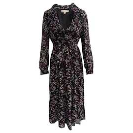 Michael Kors-Michael Kors Georgette Ruffled Midi Dress-Black
