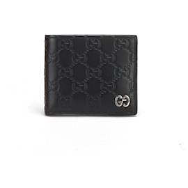 Gucci-Gucci Guccissima Signature Bi-Fold Small Wallet in black calf leather-Black