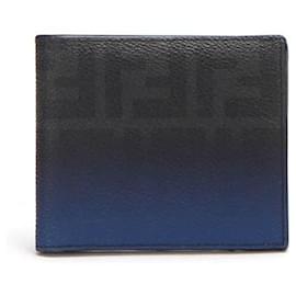 Fendi-Fendi Ombre Zucca Leather Bi-Fold Wallet in black calf leather-Black