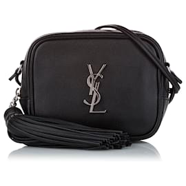 Yves Saint Laurent YSL Black Blogger Leather Crossbody Bag Black