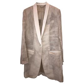Dolce & Gabbana Silk Frock Coat Beige Eggshell 42 Beige Eggshell