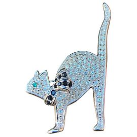 Superb Chat Dior brooch Silver hardware