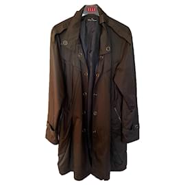 Autre Marque Impermeable largo marrón brillante Marrón oscuro