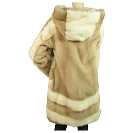 & Other Stories-Manteau de veste de fourrure de style grec de qualité suprême crème et beige au genou sz 44-Beige