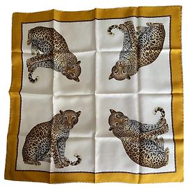 Autre Marque Silk Square Scarf Cheetah Print 80x80 Other