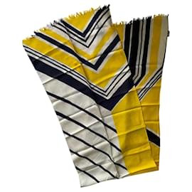Autre Marque Sciarpa in seta blu e gialla Blu Giallo