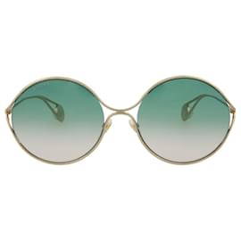 Gucci-Óculos de sol ovais de metal-Dourado,Metálico
