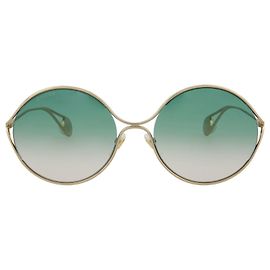 Gucci Ovale Metallsonnenbrille Golden Metallisch