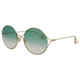 Gucci-Oval Metal Sunglasses-Golden,Metallic