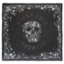 Alexander Mcqueen Pañuelo de calavera con joyas Negro