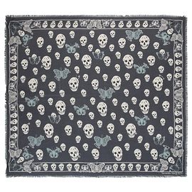 Alexander Mcqueen Pañuelo Mariposa Calavera Azul