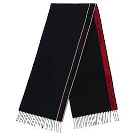 Alexander Mcqueen-Selvedge Wool Scarf-Blue