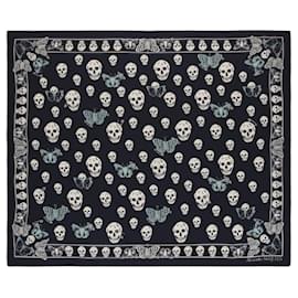 Sciarpa a farfalla stagionale classica di Alexander McQueen Blu