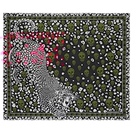 Alexander Mcqueen-Classic Seasonal Leopard Scarf-Black