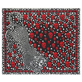 Alexander Mcqueen Lenço clássico de leopardo sazonal Preto