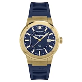 Salvatore Ferragamo-F-80 Silicone Watch-Golden,Metallic