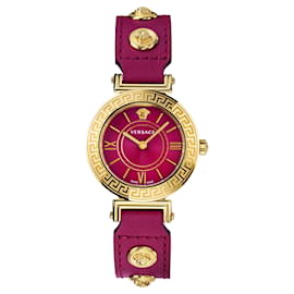 Versace-Tribute Leather Watch-Golden,Metallic