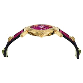 Versace-Tribute Leather Watch-Golden,Metallic