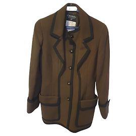 Veste Chanel en laine style cavalière vert olive Vert olive