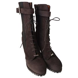 Botas Pinko Marrón de Piel de Ciervo Marrón oscuro