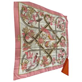 Hermès-Seiden Schals-Pink,Weiß