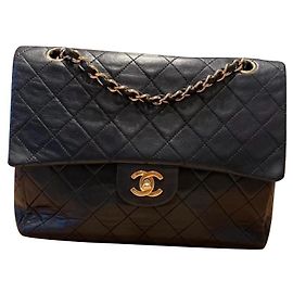 Chanel Timeless Navy Blue Leather Handbag Gold Hardware Navy blue Gold hardware