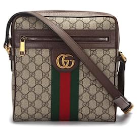 Gucci-Gucci Small GG Supreme Ophidia Messenger Bag in brown coated/waterproof canvas-Brown