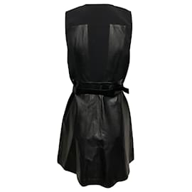 Michael Kors-Michael Kors Skater Dress with Belt in Black Leather-Black