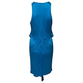 Issa-Issa London Blue Silk Drape Belt Dress-Blue