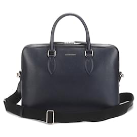 Burberry-Burberry Leather Business Bag in blue calf leather-Blue