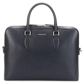 Burberry-Burberry Leather Business Bag in blue calf leather-Blue