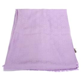 Gucci-Gucci GG Wool and Silk Scarf in purple silk-Purple