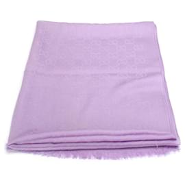 Gucci-Gucci GG Wool and Silk Scarf in purple silk-Purple