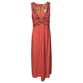 Alice by Temperley-Alice by Temperley Coral Long Taj Dress-Coral