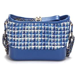 Chanel-Chanel Small Gabrielle Tweed Shoulder Bag in blue canvas-Blue