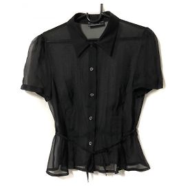 [Gebraucht] PRADA Kurzarmhemd Bluse Durchsichtig schwarz Schwarz