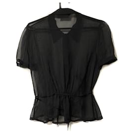 Prada-[Gebraucht] PRADA Kurzarmhemd Bluse Durchsichtig schwarz-Schwarz
