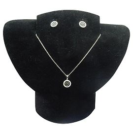 Autre Marque Orecchini in oro bianco e set collana rotonda 18 carati in bianco e nero e diamanti Nero Argento Bianco D'oro