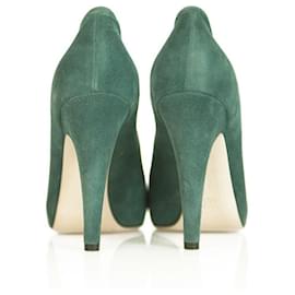 Gianvito Rossi-Gianvito Rossi Décolleté spuntate in camoscio verde acqua verde acqua Scarpe con tacco alto slim sz 41-Verde chiaro