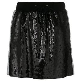 Gonna corta con paillettes Alberta Ferretti nera e bianca Nero Bianco Metallico