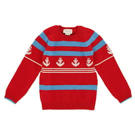 Gucci-Maglione a righe nautiche Gucci Kids-Rosso