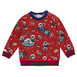 Gucci-Gucci Kids Alien Print Sweater-Red