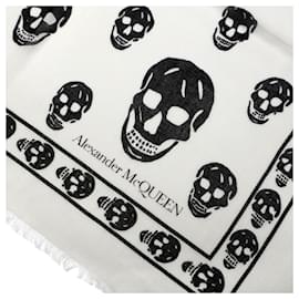 Alexander Mcqueen-alexander mcqueen Skull silk blend scarf white black-White