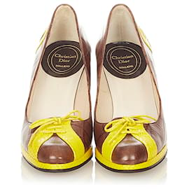 Dior-Dior Brown Vintage Leather Heels-Brown,Yellow