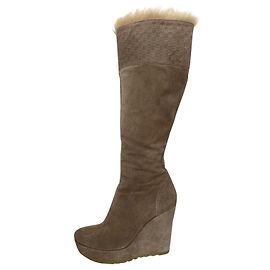 Gucci Keilstiefel aus Wildleder Beige