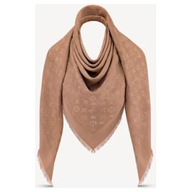 Louis Vuitton-Chal de seda con monograma-Castaño
