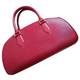 Louis Vuitton Jasmine Red Leather Handbag Red Golden
