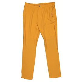 Lanvin straight cut mustard silk pants Mustard