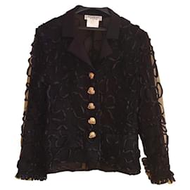 Yves Saint Laurent-Yves Saint Laurent silk tailored jacket-Black