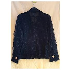Yves Saint Laurent-Yves Saint Laurent silk tailored jacket-Black